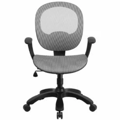 Mid-Back Transparent White Mesh Swivel Task Chair With Seat Slider, Ratchet Back And Arms - By Flash Furniture - Madison Seating -furniture Shop Mid Back Transparent White Mesh Swivel Task Chair with Seat Slider Ratchet Back and Arms by Flash Furniture 3