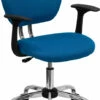 Mid-Back Turquoise Mesh Swivel Task Chair With Chrome Base And Arms - By Flash Furniture - Madison Seating -furniture Shop Mid Back Turquoise Mesh Swivel Task Chair with Chrome Base and Arms by Flash Furniture