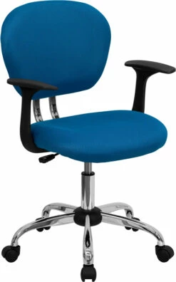 Mid-Back Turquoise Mesh Swivel Task Chair With Chrome Base And Arms - By Flash Furniture - Madison Seating