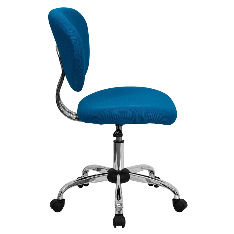 Mid-Back Turquoise Mesh Swivel Task Chair With Chrome Base - By Flash Furniture - Madison Seating 4 Mid-Back Turquoise Mesh Swivel Task Chair With Chrome Base - By Flash Furniture - Madison Seating - Image 2