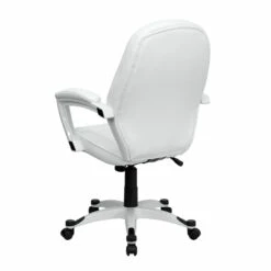 Mid-Back White Leather Executive Swivel Chair With Arms - By Flash Furniture - Madison Seating -furniture Shop Mid Back White Leather Executive Swivel Chair with Arms by Flash Furniture 3