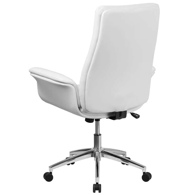 Mid-Back White Leather Executive Swivel Chair With Flared Arms - By Flash Furniture - Madison Seating 5 Mid-Back White Leather Executive Swivel Chair With Flared Arms - By Flash Furniture - Madison Seating - Image 3