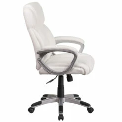 Mid-Back White Leather Executive Swivel Chair With Padded Arms - By Flash Furniture - Madison Seating -furniture Shop Mid Back White Leather Executive Swivel Chair with Padded Arms by Flash Furniture 1