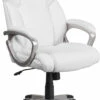 Mid-Back White Leather Executive Swivel Chair With Padded Arms - By Flash Furniture - Madison Seating 1 Mid-Back White Leather Executive Swivel Chair With Padded Arms - By Flash Furniture - Madison Seating -furniture Shop Mid Back White Leather Executive Swivel Chair with Padded Arms by Flash Furniture
