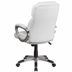 Mid-Back White Leather Executive Swivel Chair With Padded Arms - By Flash Furniture - Madison Seating -furniture Shop Mid Back White Leather Executive Swivel Chair with Padded Arms by Flash Furniture 4
