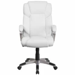 Mid-Back White Leather Executive Swivel Chair With Padded Arms - By Flash Furniture - Madison Seating -furniture Shop Mid Back White Leather Executive Swivel Chair with Padded Arms by Flash Furniture 5