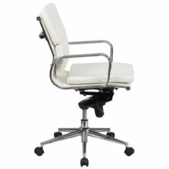 Mid-Back White Leather Executive Swivel Chair With Synchro-Tilt Mechanism And Arms - By Flash Furniture - Madison Seating 7 Mid-Back White Leather Executive Swivel Chair With Synchro-Tilt Mechanism And Arms - By Flash Furniture - Madison Seating -furniture Shop Mid Back White Leather Executive Swivel Chair with Synchro Tilt Mechanism and Arms by Flash Furniture 1