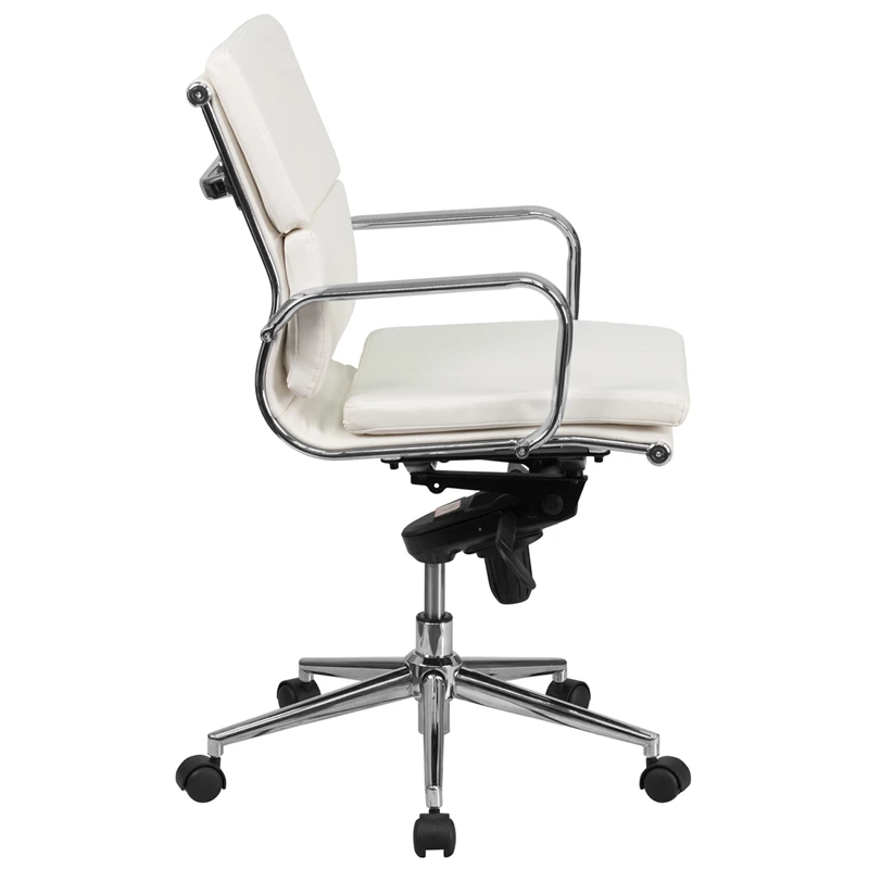 Mid-Back White Leather Executive Swivel Chair With Synchro-Tilt Mechanism And Arms - By Flash Furniture - Madison Seating 4 Mid-Back White Leather Executive Swivel Chair With Synchro-Tilt Mechanism And Arms - By Flash Furniture - Madison Seating - Image 2