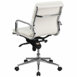 Mid-Back White Leather Executive Swivel Chair With Synchro-Tilt Mechanism And Arms - By Flash Furniture - Madison Seating 8 Mid-Back White Leather Executive Swivel Chair With Synchro-Tilt Mechanism And Arms - By Flash Furniture - Madison Seating -furniture Shop Mid Back White Leather Executive Swivel Chair with Synchro Tilt Mechanism and Arms by Flash Furniture 2