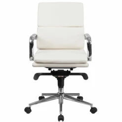 Mid-Back White Leather Executive Swivel Chair With Synchro-Tilt Mechanism And Arms - By Flash Furniture - Madison Seating 9 Mid-Back White Leather Executive Swivel Chair With Synchro-Tilt Mechanism And Arms - By Flash Furniture - Madison Seating -furniture Shop Mid Back White Leather Executive Swivel Chair with Synchro Tilt Mechanism and Arms by Flash Furniture 3