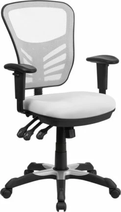 Mid-Back White Mesh Multifunction Executive Swivel Chair With Adjustable Arms - By Flash Furniture - Madison Seating