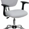Mid-Back White Mesh Swivel Task Chair With Chrome Base And Arms - By Flash Furniture - Madison Seating 1 Mid-Back White Mesh Swivel Task Chair With Chrome Base And Arms - By Flash Furniture - Madison Seating -furniture Shop Mid Back White Mesh Swivel Task Chair with Chrome Base and Arms by Flash Furniture