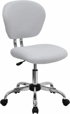 Mid-Back White Mesh Swivel Task Chair With Chrome Base - By Flash Furniture - Madison Seating
