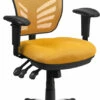 Mid-Back Yellow-Orange Mesh Multifunction Executive Swivel Chair With Adjustable Arms - By Flash Furniture - Madison Seating -furniture Shop Mid Back Yellow Orange Mesh Multifunction Executive Swivel Chair with Adjustable Arms by Flash Furniture