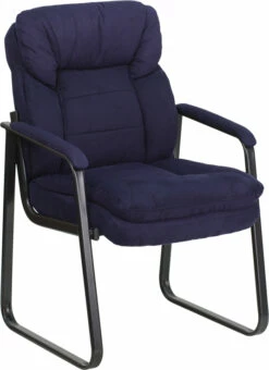 Navy Microfiber Executive Side Reception Chair With Sled Base - By Flash Furniture - Madison Seating