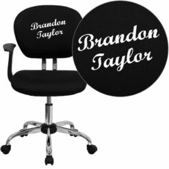 Personalized Mid-Back Black Mesh Swivel Task Chair With Chrome Base And Arms - By Flash Furniture - Madison Seating