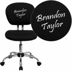 Personalized Mid-Back Black Mesh Swivel Task Chair With Chrome Base - By Flash Furniture - Madison Seating