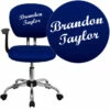 Personalized Mid-Back Blue Mesh Swivel Task Chair With Chrome Base And Arms - By Flash Furniture - Madison Seating -furniture Shop Personalized Mid Back Blue Mesh Swivel Task Chair with Chrome Base and Arms by Flash Furniture