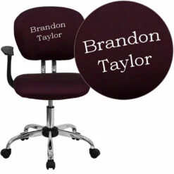 Personalized Mid-Back Burgundy Mesh Swivel Task Chair With Chrome Base And Arms - By Flash Furniture - Madison Seating