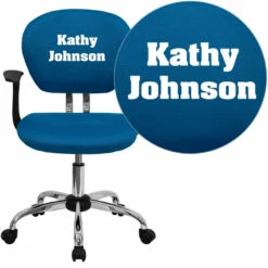 Personalized Mid-Back Turquoise Mesh Swivel Task Chair With Chrome Base And Arms - By Flash Furniture - Madison Seating