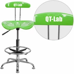 Personalized Vibrant Apple Green And Chrome Drafting Stool With Tractor Seat - By Flash Furniture - Madison Seating