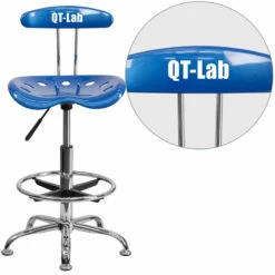 Personalized Vibrant Bright Blue And Chrome Drafting Stool With Tractor Seat - By Flash Furniture - Madison Seating