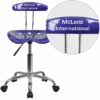 Personalized Vibrant Deep Blue And Chrome Swivel Task Chair With Tractor Seat - By Flash Furniture - Madison Seating