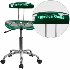 Personalized Vibrant Green And Chrome Swivel Task Chair With Tractor Seat - By Flash Furniture - Madison Seating