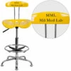 Personalized Vibrant Orange-Yellow And Chrome Drafting Stool With Tractor Seat - By Flash Furniture - Madison Seating