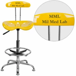Personalized Vibrant Orange-Yellow And Chrome Drafting Stool With Tractor Seat - By Flash Furniture - Madison Seating