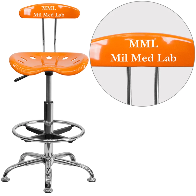 Personalized Vibrant Orange And Chrome Drafting Stool With Tractor Seat - By Flash Furniture - Madison Seating 3 Personalized Vibrant Orange And Chrome Drafting Stool With Tractor Seat - By Flash Furniture - Madison Seating