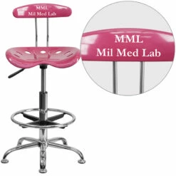 Personalized Vibrant Pink And Chrome Drafting Stool With Tractor Seat - By Flash Furniture - Madison Seating