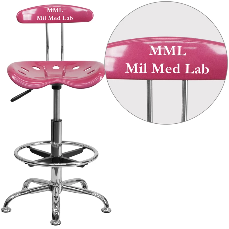 Personalized Vibrant Pink And Chrome Drafting Stool With Tractor Seat - By Flash Furniture - Madison Seating 3 Personalized Vibrant Pink And Chrome Drafting Stool With Tractor Seat - By Flash Furniture - Madison Seating