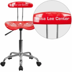 Personalized Vibrant Red And Chrome Swivel Task Chair With Tractor Seat - By Flash Furniture - Madison Seating
