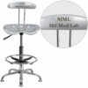 Personalized Vibrant Silver And Chrome Drafting Stool With Tractor Seat - By Flash Furniture - Madison Seating -furniture Shop Personalized Vibrant Silver and Chrome Drafting Stool with Tractor Seat by Flash Furniture