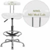 Personalized Vibrant White And Chrome Drafting Stool With Tractor Seat - By Flash Furniture - Madison Seating