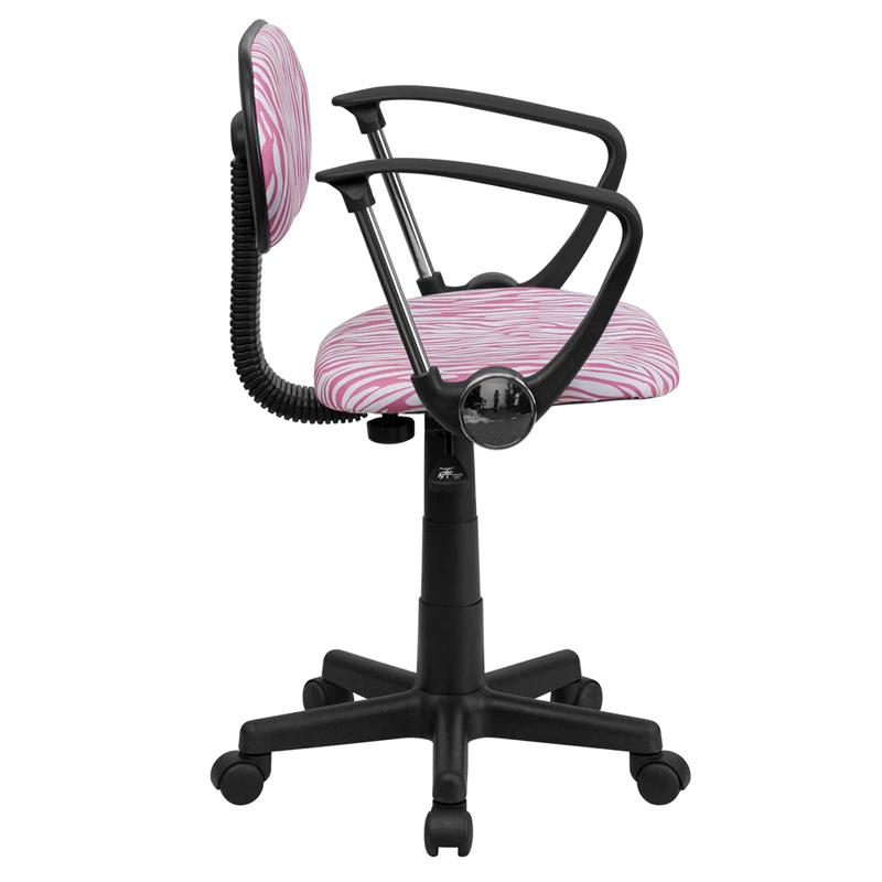 Pink And White Zebra Print Swivel Task Chair With Arms - By Flash Furniture - Madison Seating 4 Pink And White Zebra Print Swivel Task Chair With Arms - By Flash Furniture - Madison Seating - Image 2