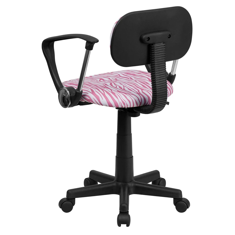 Pink And White Zebra Print Swivel Task Chair With Arms - By Flash Furniture - Madison Seating 5 Pink And White Zebra Print Swivel Task Chair With Arms - By Flash Furniture - Madison Seating - Image 3