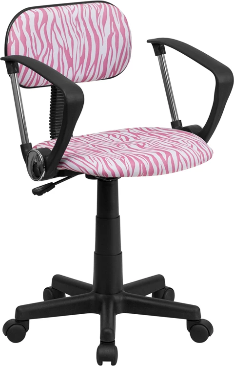 Pink And White Zebra Print Swivel Task Chair With Arms - By Flash Furniture - Madison Seating 3 Pink And White Zebra Print Swivel Task Chair With Arms - By Flash Furniture - Madison Seating