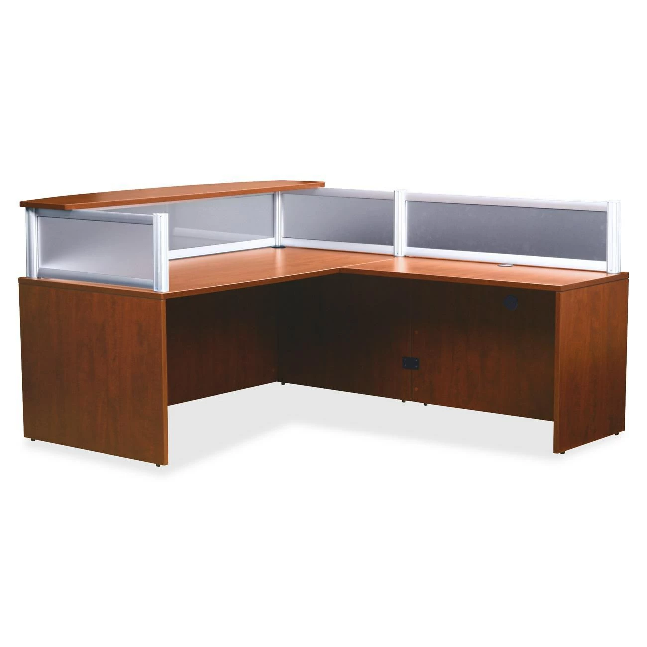 Reception Desk With Return Cherry Finish By Boss Office Products - Madison Seating 3 Reception Desk With Return Cherry Finish By Boss Office Products - Madison Seating