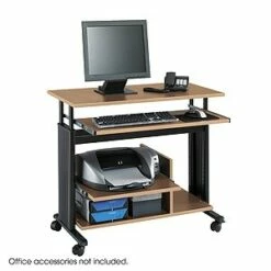 Safco MÜV Mini Tower Adjustable Height Workstation In Medium Oak - Madison Seating