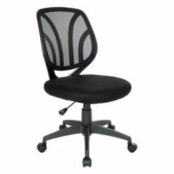 Screen Back Armless Task Chair With Black Mesh And Dual Wheel Carpet Casters By Work Smart - Office Star - Madison Seating
