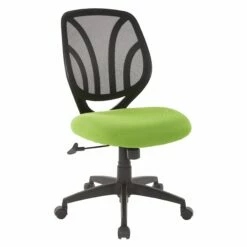 Screen Back Armless Task Chair With Green Mesh And Dual Wheel Carpet Casters By Work Smart - Office Star - Madison Seating