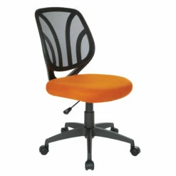 Screen Back Armless Task Chair With Orange Mesh And Dual Wheel Carpet Casters By Work Smart - Office Star - Madison Seating