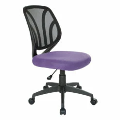 Screen Back Armless Task Chair With Purple Mesh And Dual Wheel Carpet Casters By Work Smart - Office Star - Madison Seating