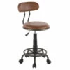Swift Industrial Task Chair In Antique Metal And Brown Faux Leather By LumiSource - Madison Seating