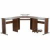 Teakwood Laminate Corner Desk With Pull-Out Keyboard Tray And CPU Cart - By Flash Furniture - Madison Seating -furniture Shop Teakwood Laminate Corner Desk with Pull Out Keyboard Tray and CPU Cart by Flash Furniture