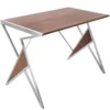 Tetra Office Desk In Walnut - Stainless Steel By LumiSource - Madison Seating -furniture Shop Tetra Office Desk in Walnut Stainless Steel by LumiSource