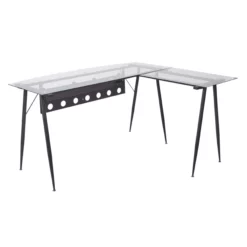 Trento Desk With Glass Top And Black Base By OSP Designs - Office Star - Madison Seating