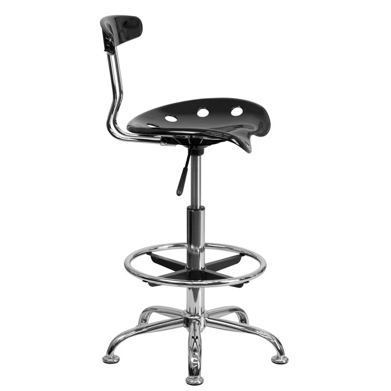 Vibrant Black And Chrome Drafting Stool With Tractor Seat - By Flash Furniture - Madison Seating 8 Vibrant Black And Chrome Drafting Stool With Tractor Seat - By Flash Furniture - Madison Seating - Image 6